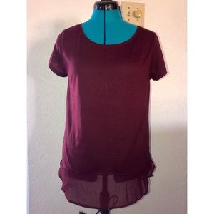 Scoop neck t shirt with sheer bottom